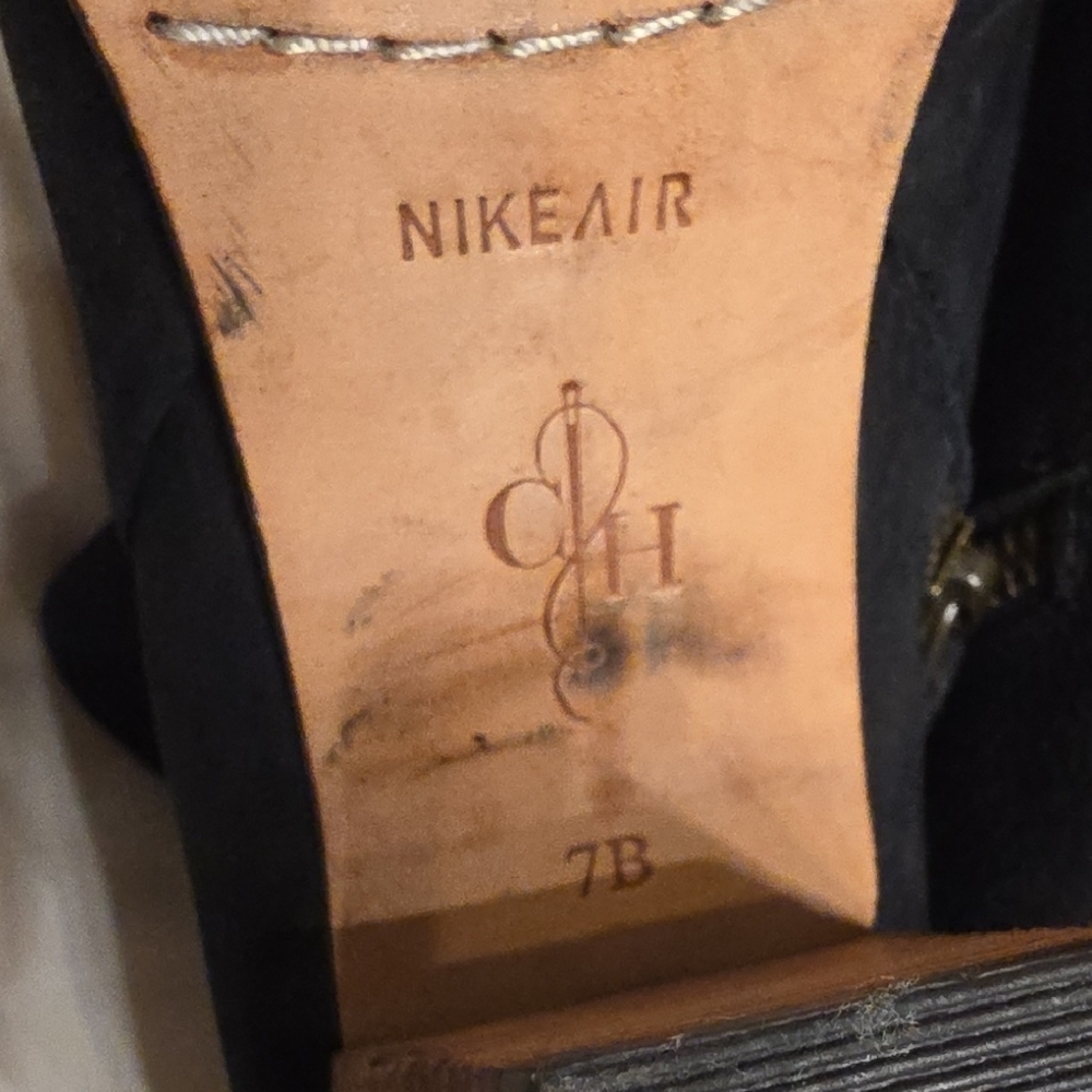 Cole Haan Black Ankle Boots with Tan Heel - Picture 10 of 11